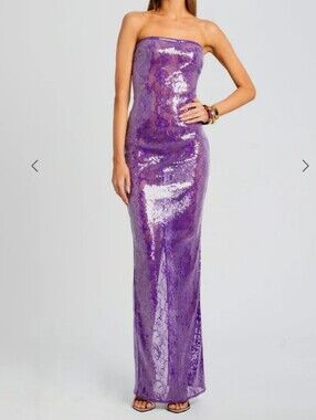 Retrofete Lucia Purple Sequin Slip Strapless